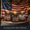 Includes three scents (Over 150+ hours of burn time altogether):
Thomas Jefferson: Rich leather softened by smooth bourbon and layered with warm spices, carrying with it the principles that shaped a nation.

Benjamin Franklin: Warm amber and clove layered with patchouli and soft musk—an aroma of candlelight, worn wood, and shelves lined with well-loved volumes.

George Washington: Dark cherry and tangy black raspberry echoing the richness of banners raised at dusk, layered with supple leather worn.